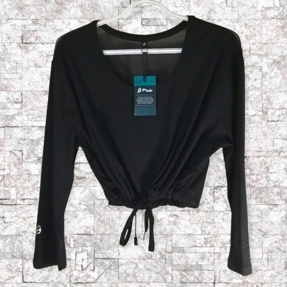 P'tula Molly Women's Top  Size XS Freestyle 3/4 Cinched Waist Baggy Black